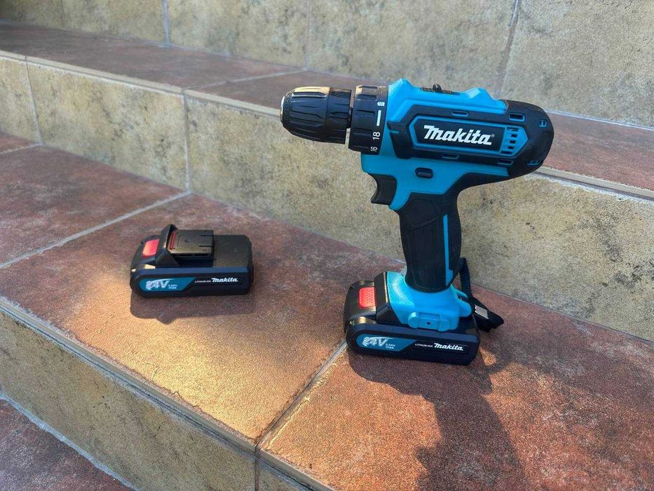 ‼️Аккумуляторный шуруповерт Makita 24в с патроном и набором бит макита