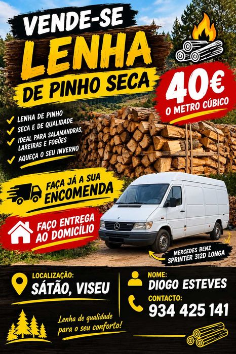 Lenha de pinho seca 40€ o metro cúbico