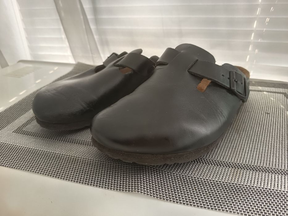 Биркенштоки шкіряні клоги сабо Birkenstock Boston 39 чорні