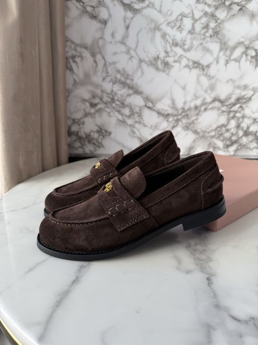 Mokasyny Miu Miu Brown Suede