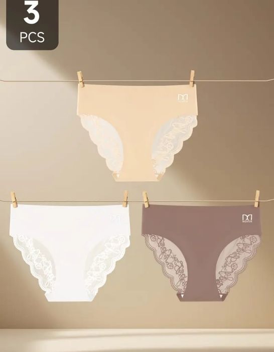 Жіночі трусики 3 пари XXL з мереживом