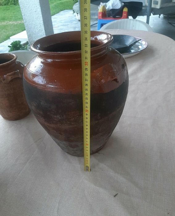 2 potes e 1 alguidar em barro