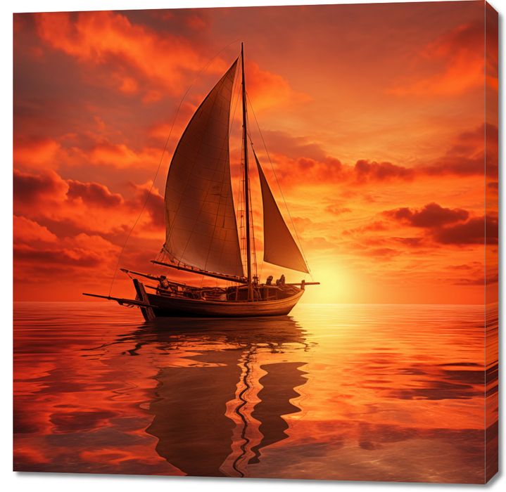 Obraz 100x100cm Pod Żaglami Zachodu Słońca