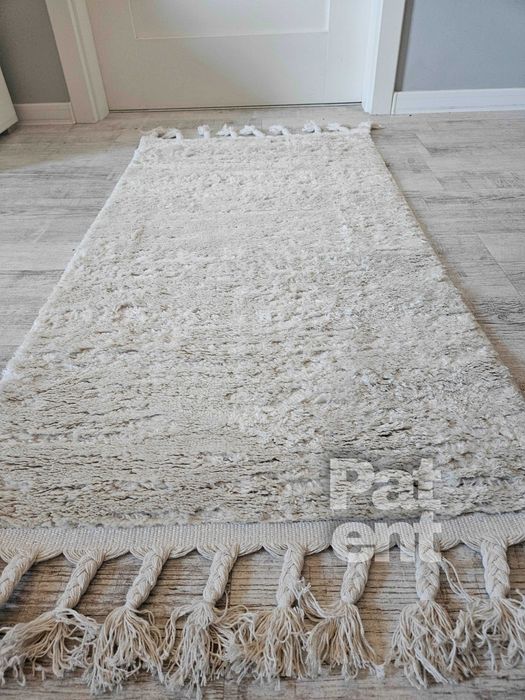 Dywan kremowy dywanik 60x110 kremowy boho z frędzlami miękki