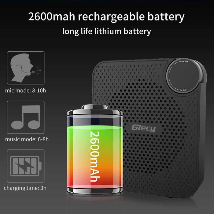 Przenośny wzmacniacz PA z mikrofonem i akumulatorem 15 W