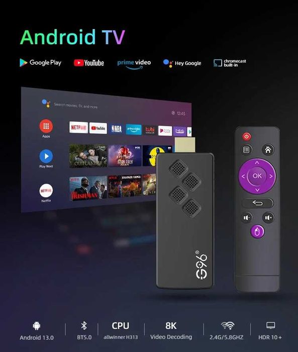 ТВ-приставка Android TV 13, Smart TV Stick