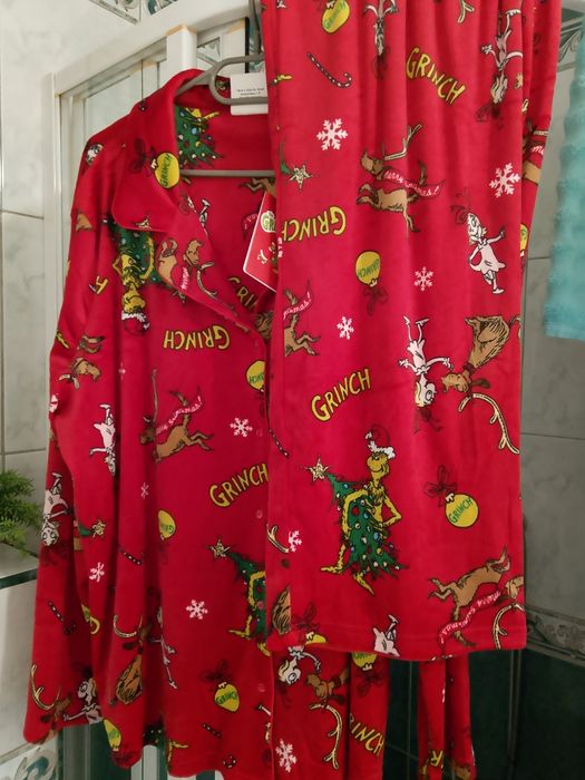 Piżama Grinch, świąteczna,zimowa,Welurowa