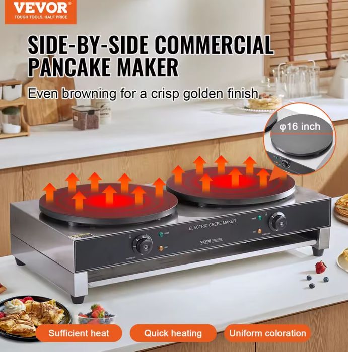 Crepeira Dupla Elétrica VEVOR, máquina de crepe comercial