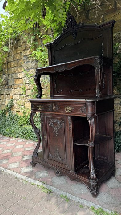 Буфет поставец десертник, антикварный, 120 лет, ручная резьба, Бельгия