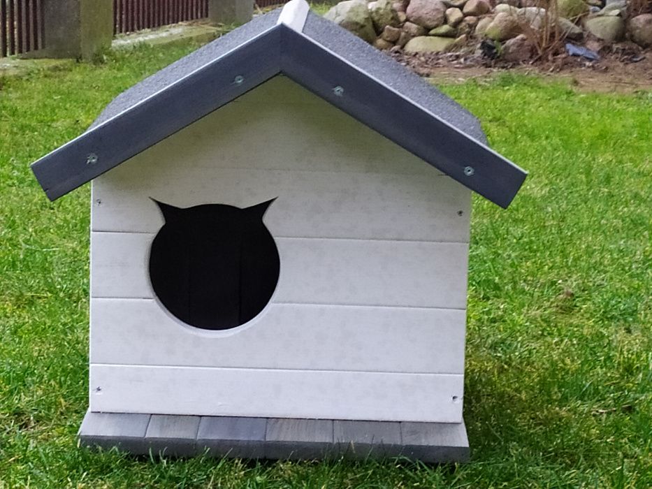 Buda Budy dla Kota Psa K7 SZARO-BIAŁA Malowana Ocieplona SKRĘCONA PR