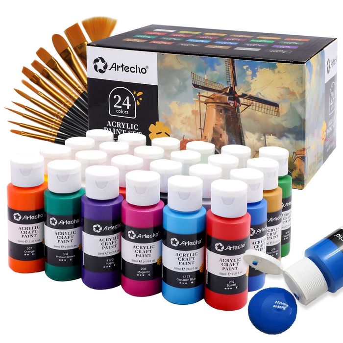 Професійні акрилові фарби 24 кольори баночка 59 мл