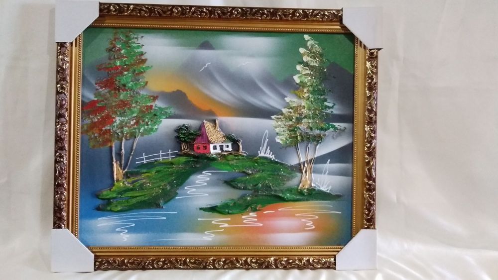 Картина 40х50 см. объемная, аэрография,лепка
