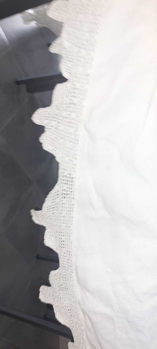 Toalha de linho e crochet