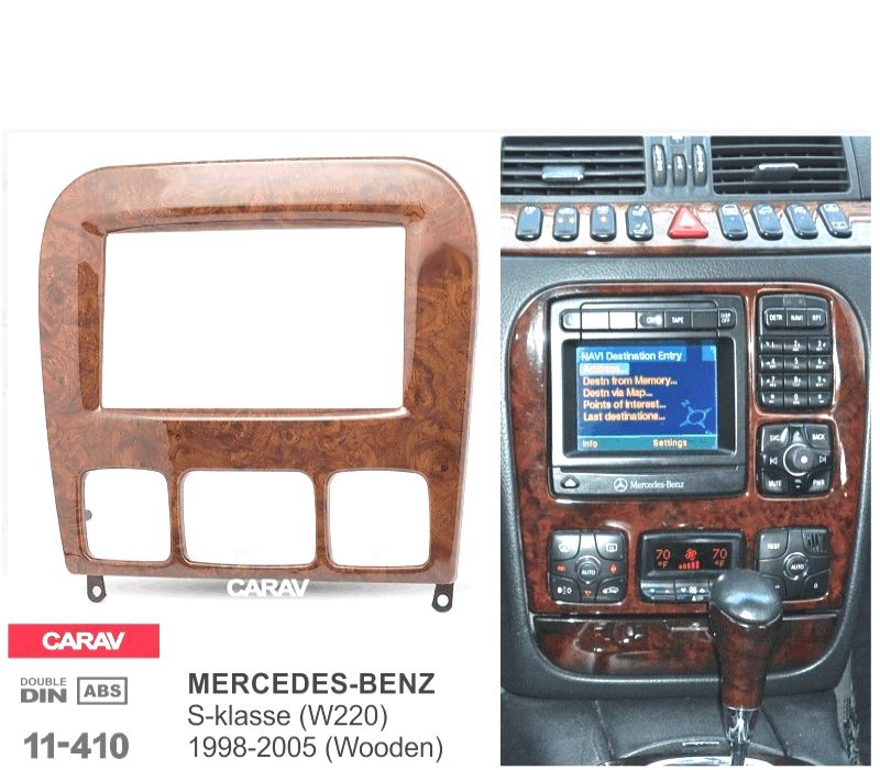 MOLDURA ADAPTADOR MADEIRA ALTO BRILHO PARA RADIO 2-DIN MERCEDES CLASE-S W220
