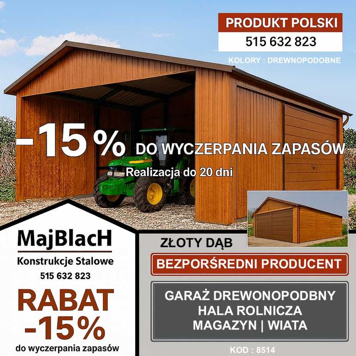 JEDNOSPADOWA Ocynkowana - Wiata /Hala / Garaż | PRODUCENT – Maj-Blach