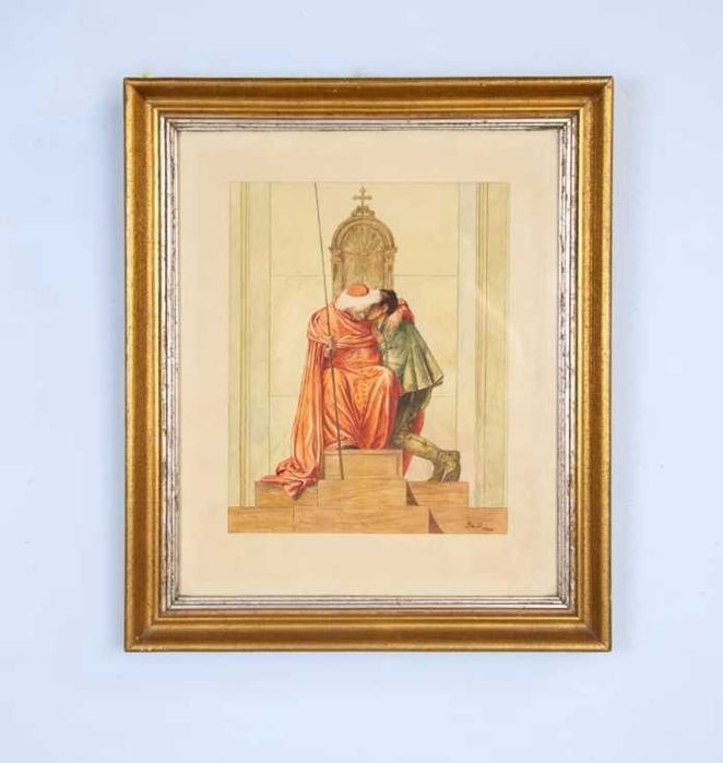 Антикварная гравюра, офорт, малюнок Франція