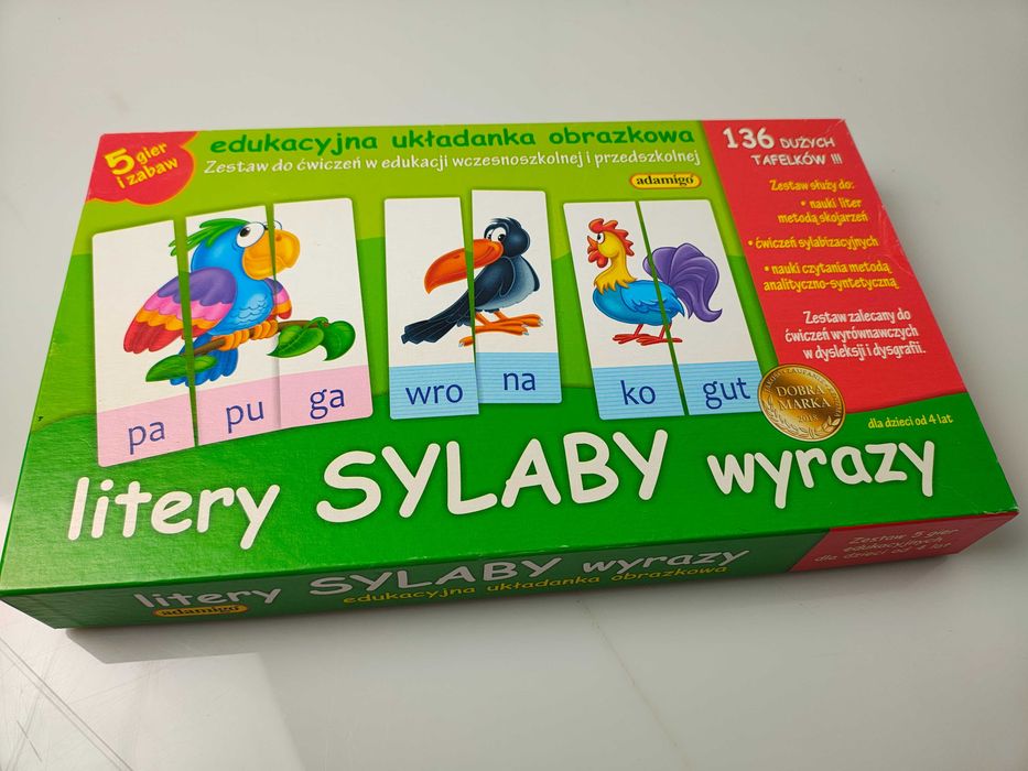 Gra Edukacyjna Układanka Obrazkowa Litery Sylaby Wyrazy 4+ Adamigo