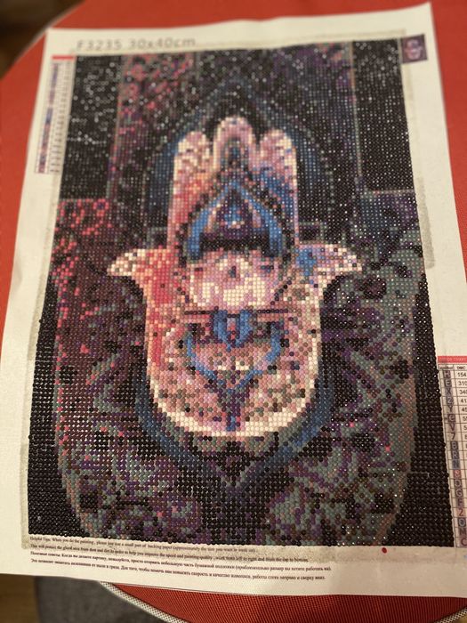 Quadro pintura diamante- mão de fátima