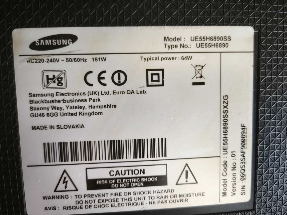 TV Samsung UE55H6890SS na części