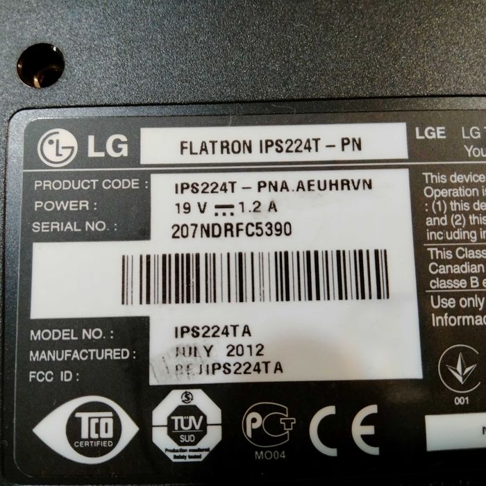 Монітор  LG IPS224T