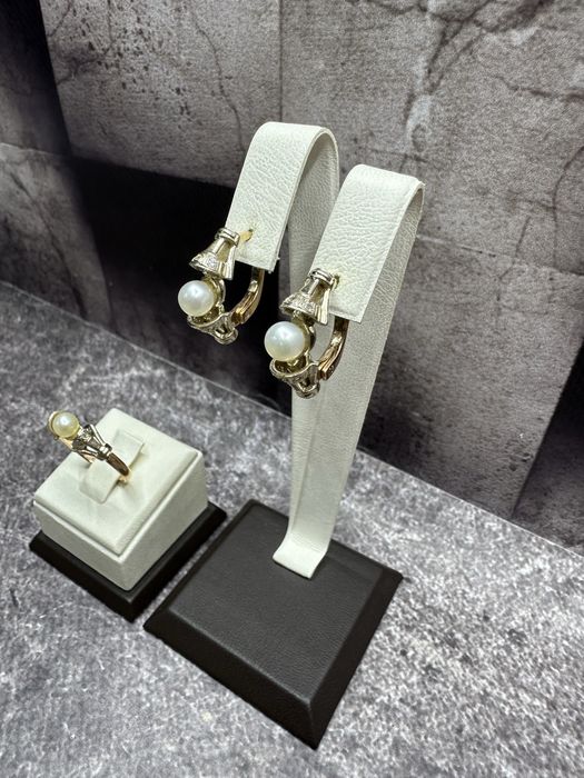 Набір сережки та каблучка золото 583 проба