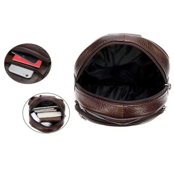 Стильна чоловіча шкіряна сумка, коричнева з натуральної шкіри, Польща