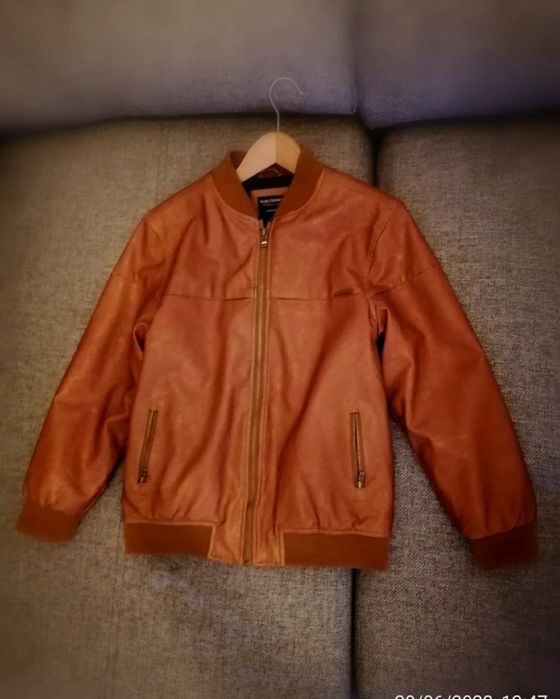 Casaco de cabedal beje