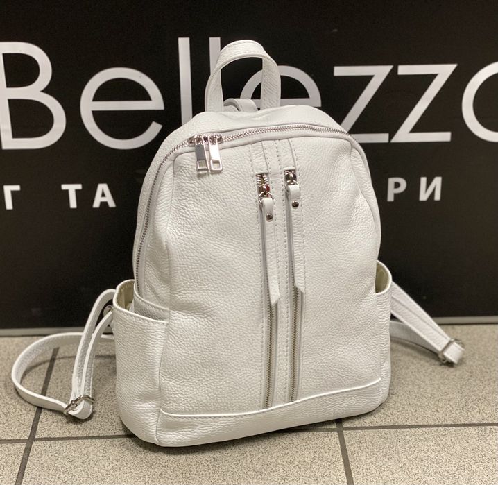 шкіряний рюкзак італійський сірий  рюкзак шкіра белый рю