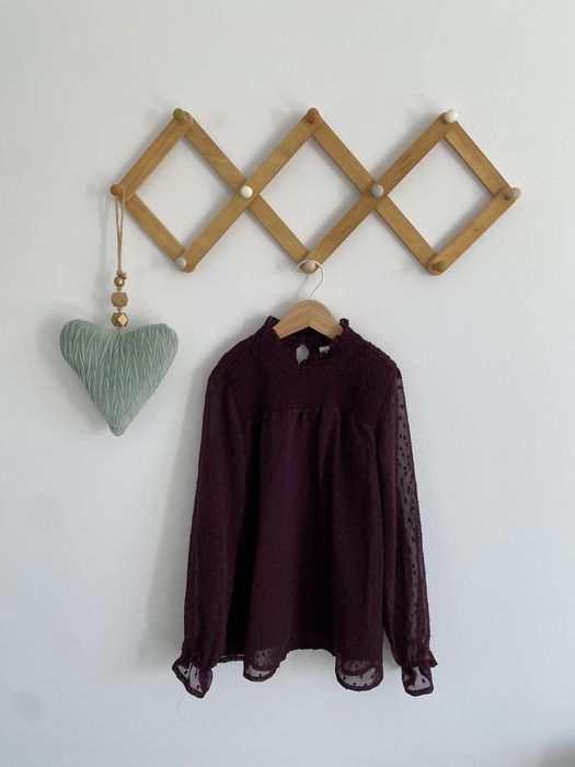 Bluzka tunika vrs 122/128 śliwkowa kropki jak newbie