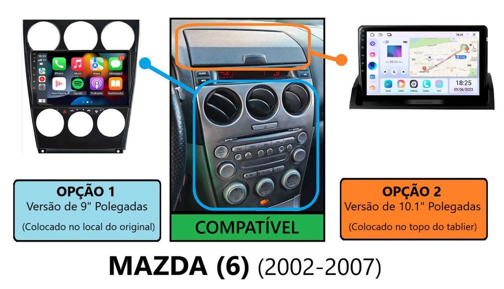 (NOVO) Rádio 2DIN • MAZDA 6 (2002 a 2012) • Android GPS [4+64GB]