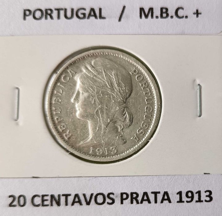 2 moedas de 20 Centavos 1913 / 1916  1ª República Portuguesa  (Prata)