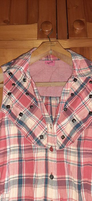 Koszula Bezrękawnik George Rozmiar 44 - Długa Tunikowa Czerwona Krata