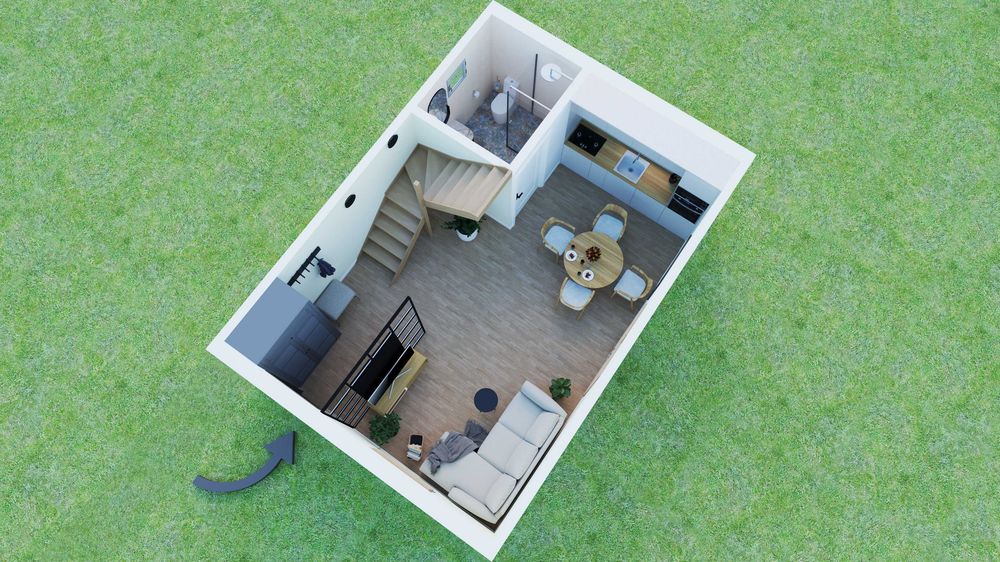 Dom szkieletowy, drewniany,  całoroczny, 70m2 z montażem w 8 godzin