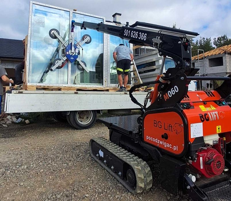 Mini żuraw wynajem BG LIFT M060 manipulator do szkła szyb okien pająk