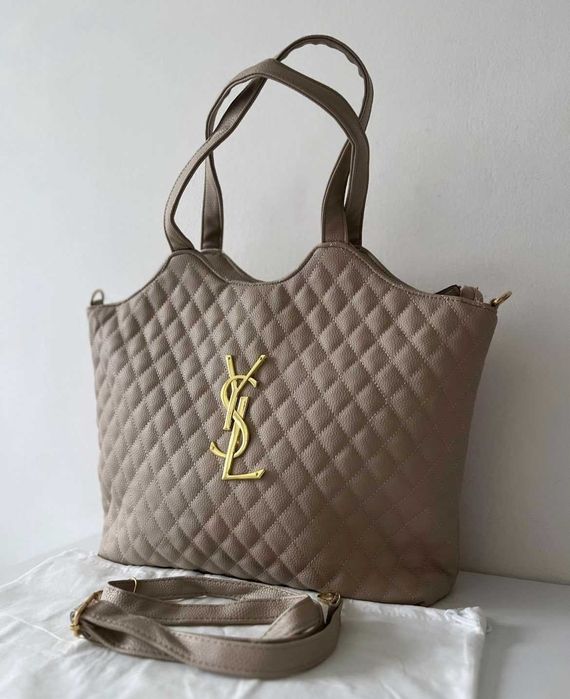 Pikowana Torebka Shopper – Beżowa Klasyka Saint Laurent