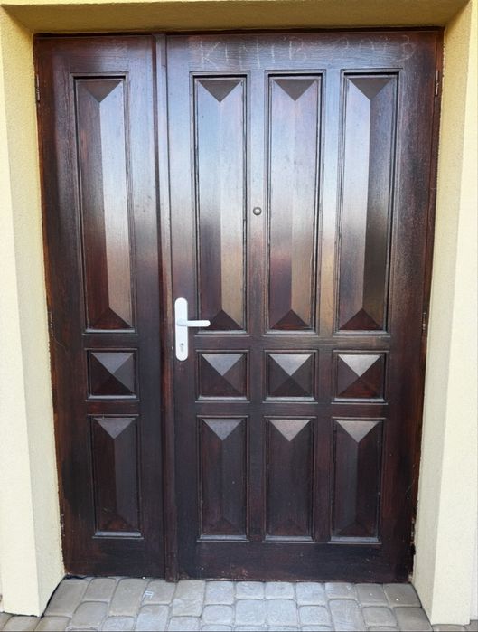 Drzwi dębowe wejściowe z dostwką