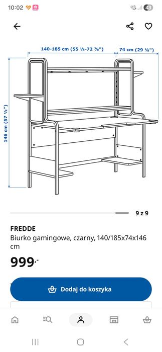 Biurko gamingowe Ikea Fredde