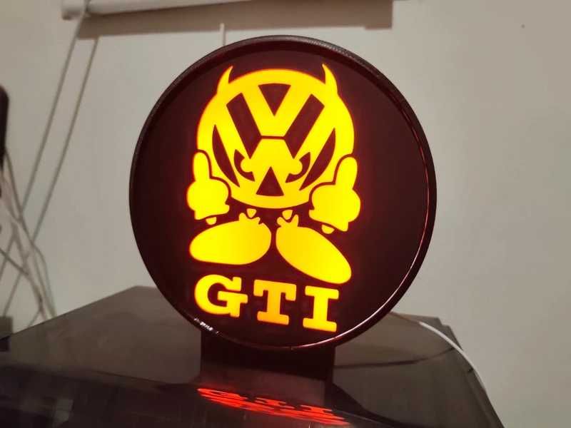 Lightbox Luminaria decorativa VW Volkswagen GTI cx Preta