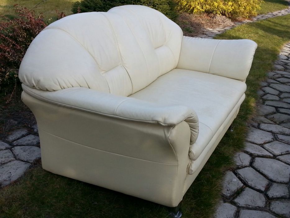 Wypoczynek skóra naturalna 3os., 2os., 1os., ecru [Kanapa sofa fotel]