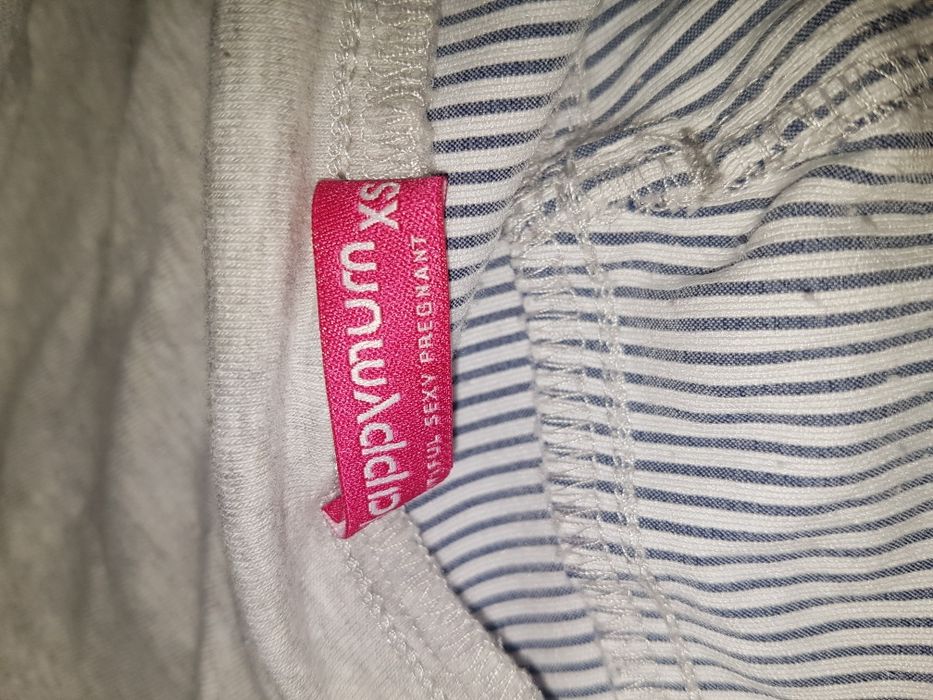 XS 34 spodnie ciążowe happy happymum paski neibieskie granatowe