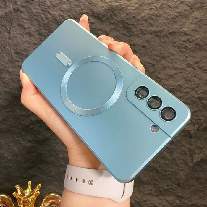 Блакитний бірюзовий силіконовий чохол MagSafe лінзами Samsung A/S/Note