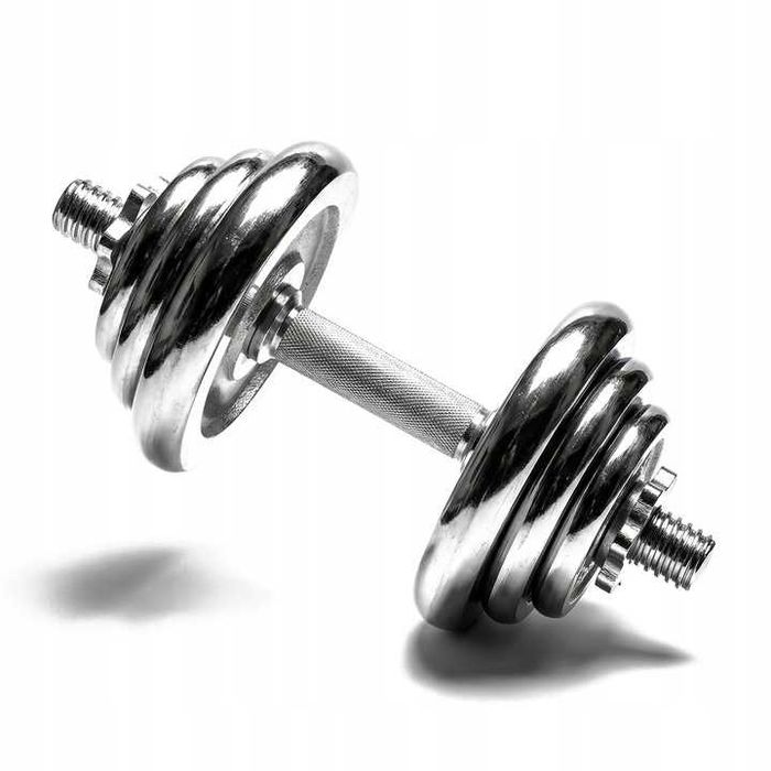 HANTLE ŻELIWNE CHROMOWANE 2x10 zestaw 20kg solidne 25mm chrom żeliwo