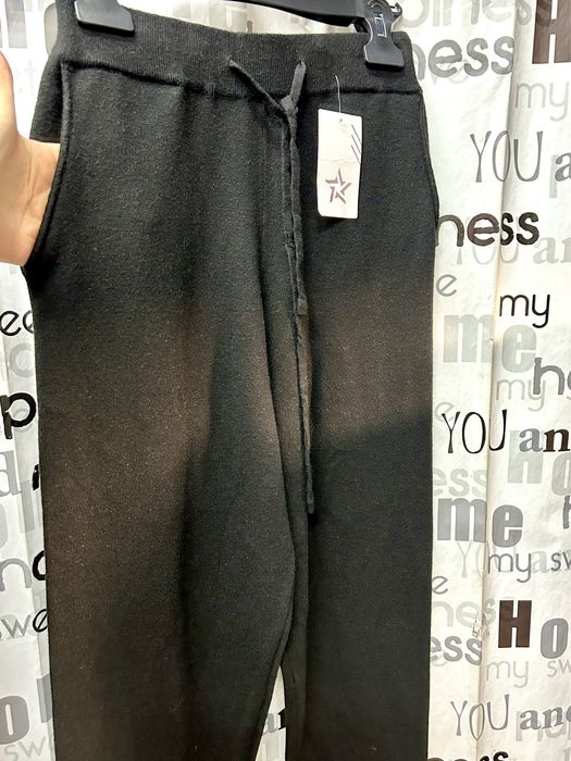 Брюки трикотажные, натуральные, вязанные, тёплые, чёрные, Италия,46-50