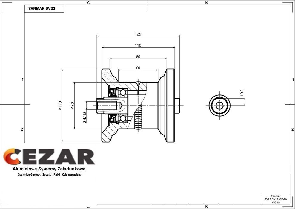 Rolka jezdna Yanmar SV22 SV19 VIO20 VIO19 B19