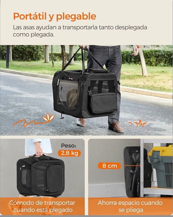 Mala de transporte de cão dobrável, como nova