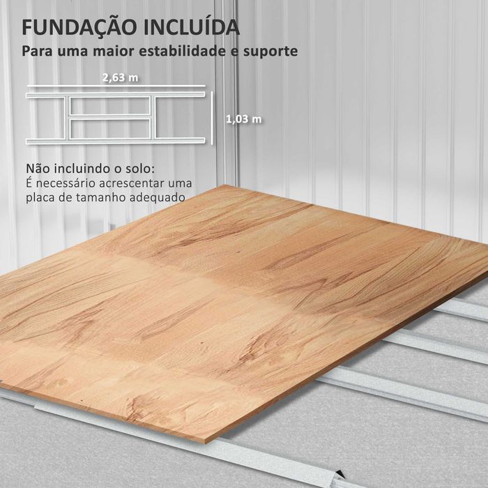 Abrigo de Jardim em Aço 277x195x192 cm – Porta Dupla e Clarabóia