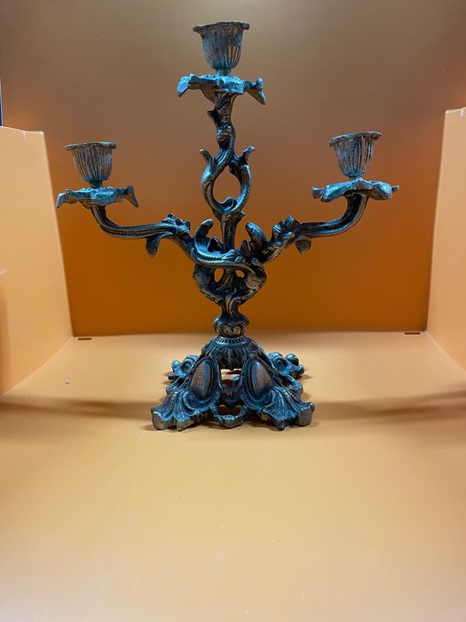 Castiçal antigo para 3 velas