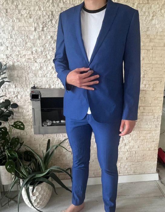 Garnitur spodnie marynarka Primark niebieski granatowy navy 42S 32/32R