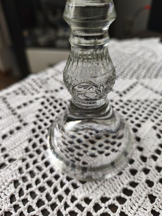 Szklany świecznik retro PRL