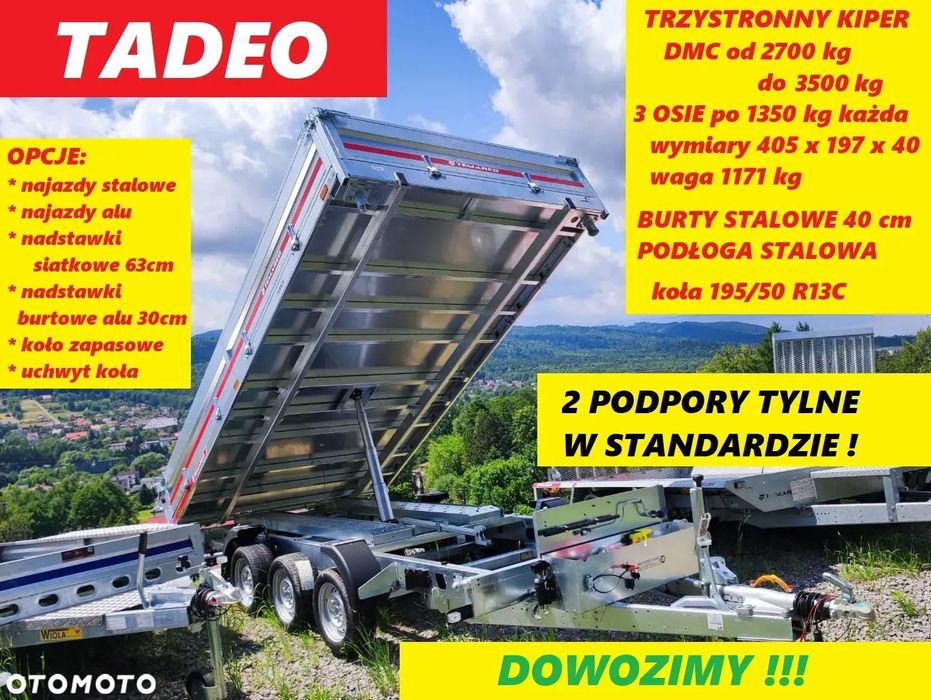 TEMARED TIPPER 4020/3C 3.5T SPRZĘŻONY  3-osiowy kiper trójstronny, 3500kg DMC, wywrotka